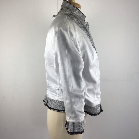 CARLISLE Black & White Fitted Jacket Whip stitched / Bottom Ruffle S 14 - Picture 7 of 11